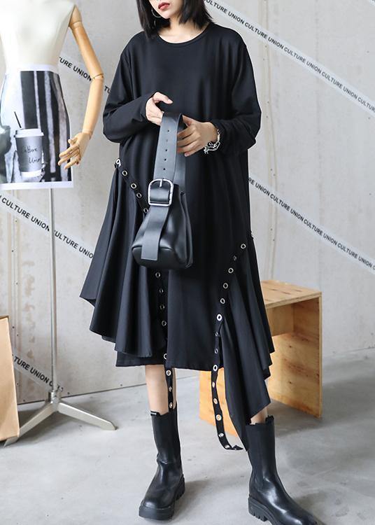 Black Quilting Dresses O Neck Patchwork Art Dress
