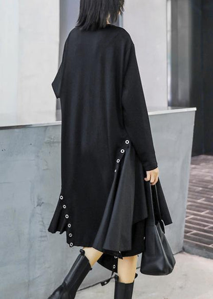 Black Quilting Dresses O Neck Patchwork Art Dress