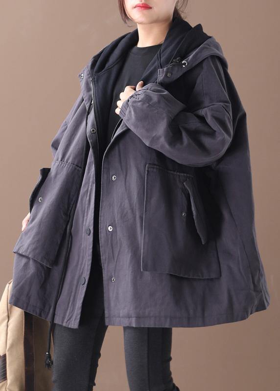 Dark Gray Fine Outwear Inspiration Hooded False Two Pieces Jackets