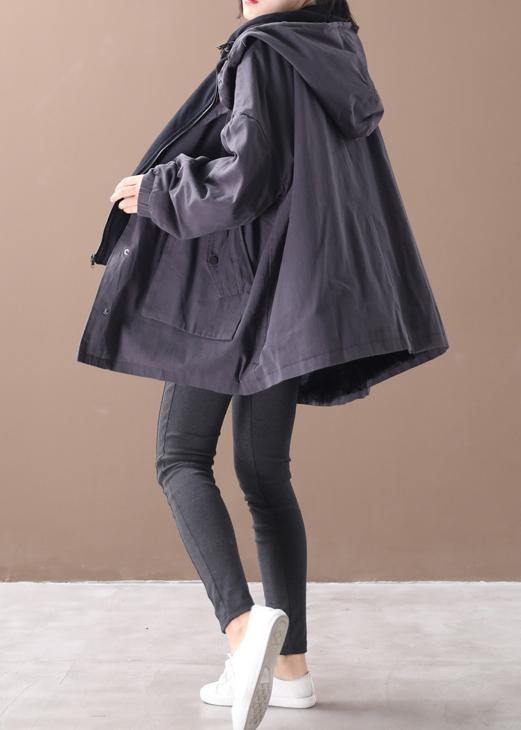 Dark Gray Fine Outwear Inspiration Hooded False Two Pieces Jackets