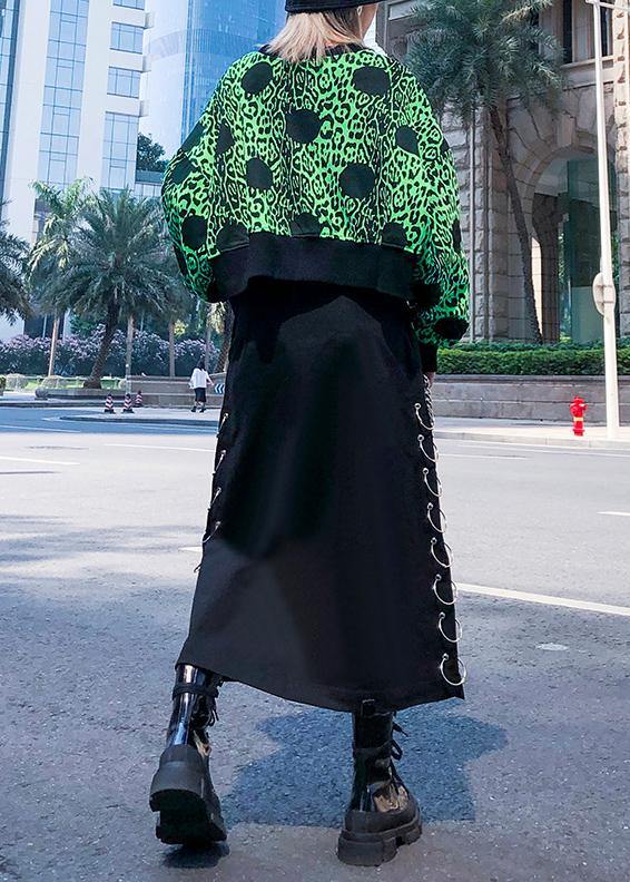 Green Prints Cotton Clothes Long Sleeve O Neck Shirts