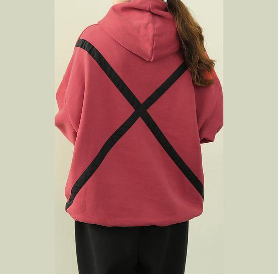 Hooded Drawstring Clothes Pink Tunic Shirt