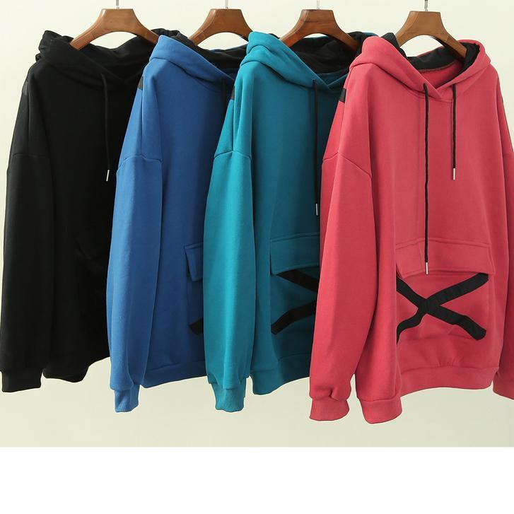 Hooded Drawstring Clothes Pink Tunic Shirt