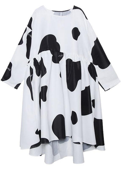 Low High Design Cotton High Waist Tunics Sleeve Black Cotton Robes Dresses