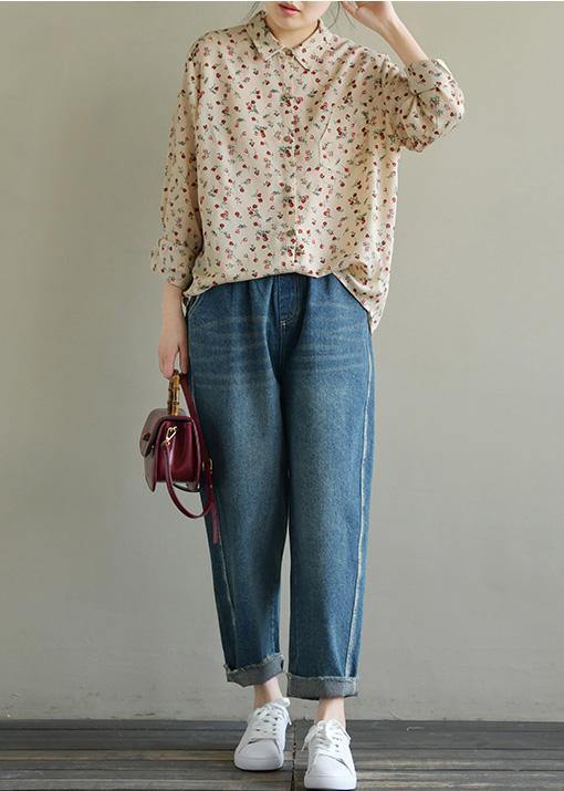 Nude Print Chiffon Clothes Lapel Long Sleeve Summer Top
