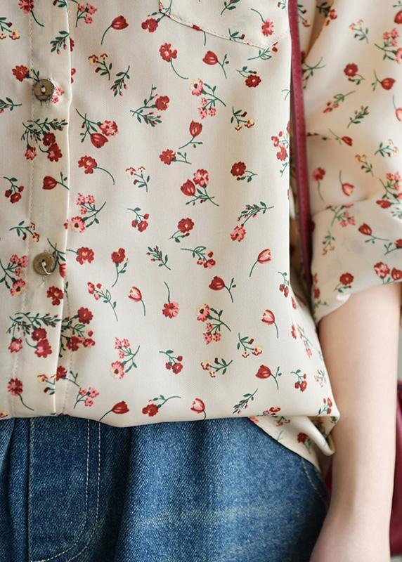 Nude Print Chiffon Clothes Lapel Long Sleeve Summer Top