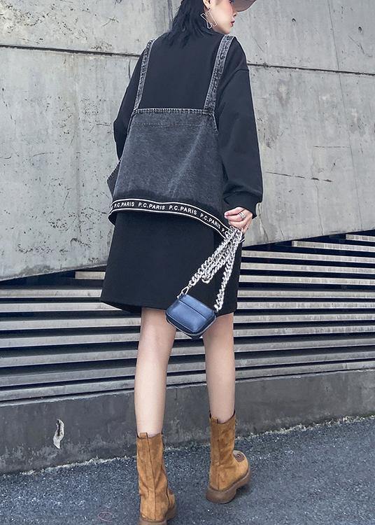 Chic o neck Letter dresses Work Outfits black two pieces Dresses