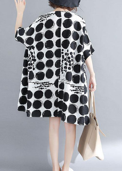 O Neck Linen Quilting Dresses Tunic Tops Black Plaid Dresses Summer
