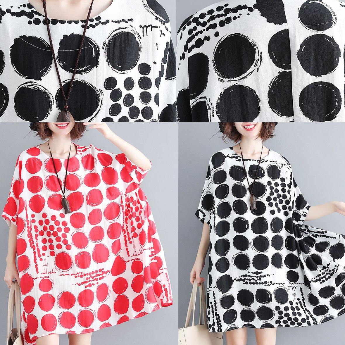 O Neck Linen Quilting Dresses Tunic Tops Black Plaid Dresses Summer