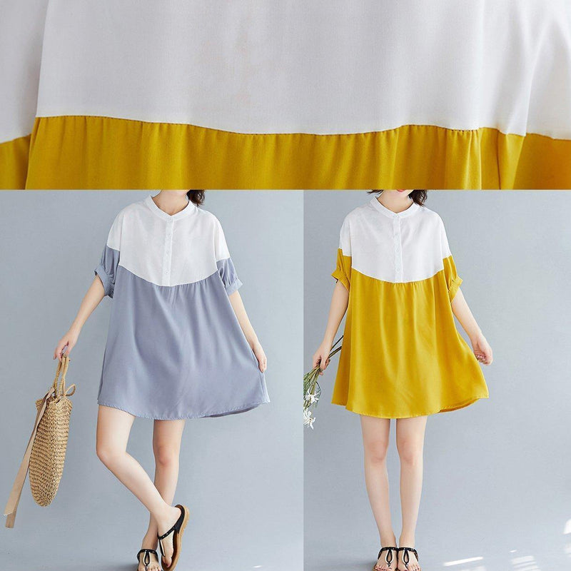 O Neck Patchwork Chiffon Dresses Indian Ideas Gray Blue Dress Summer