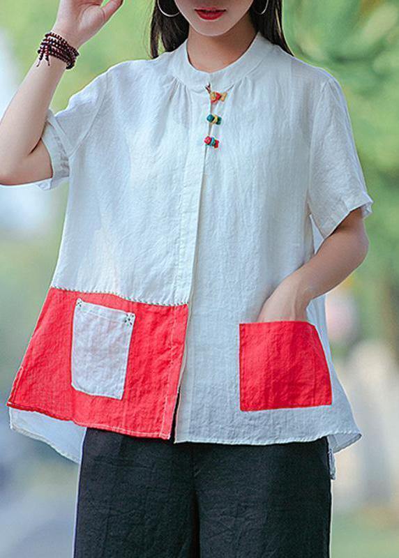 Shirts Cotton Literary White Summer Cardigan Short Sleeve Shirt