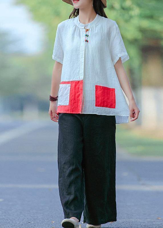Shirts Cotton Literary White Summer Cardigan Short Sleeve Shirt