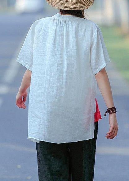 Shirts Cotton Literary White Summer Cardigan Short Sleeve Shirt