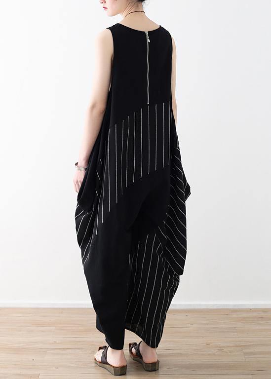 Trousers Oversized Black Striped Wardrobes Sleeveless Asymmetric Jumpsuit Pants