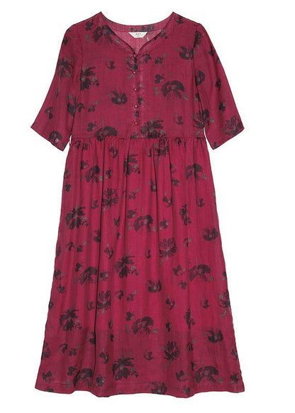 V Neck Patchwork Spring Dresses Design Red Print Dresses