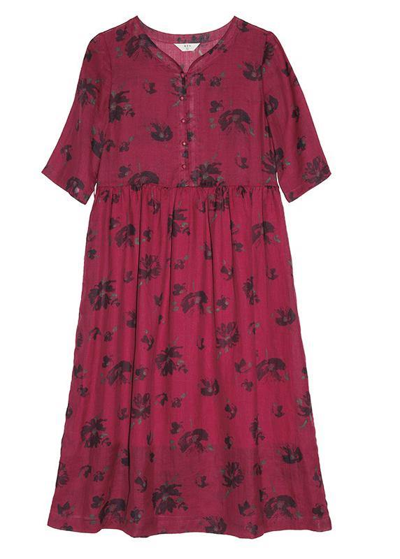 V Neck Patchwork Spring Dresses Design Red Print Dresses