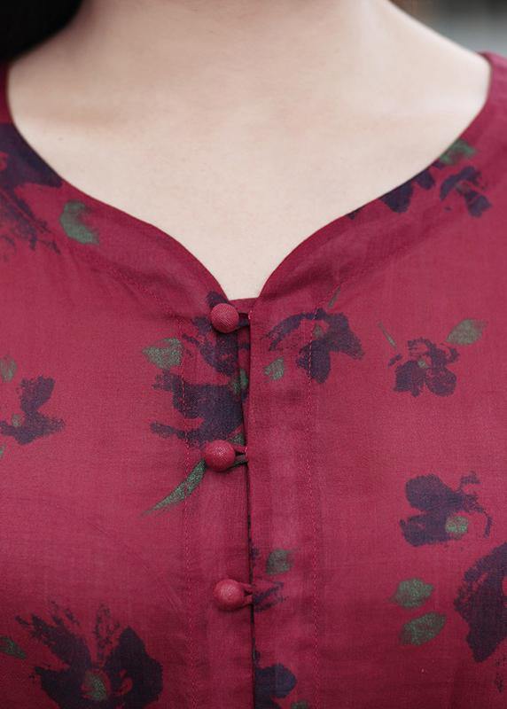 V Neck Patchwork Spring Dresses Design Red Print Dresses