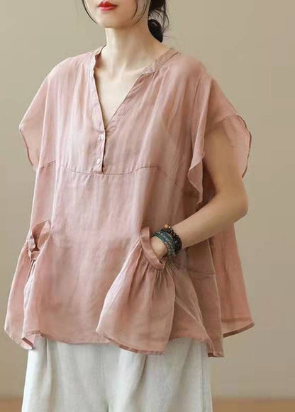 Black V Neck Patchwork Fall Shirt Top Short Sleeve