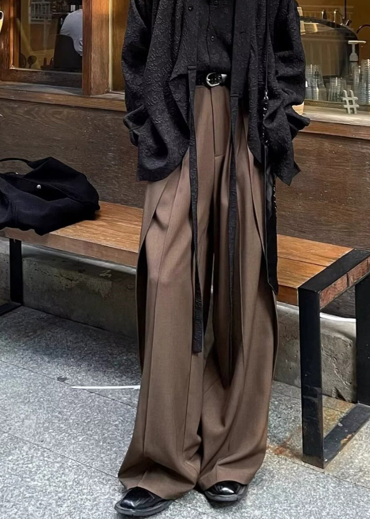 Chinese Style Black High Wais Patchwork Pants