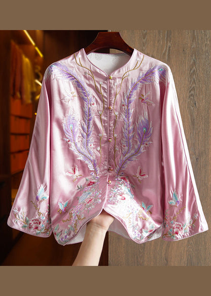 Chinese Style Green Print Patchwork Silk Coat Fall
