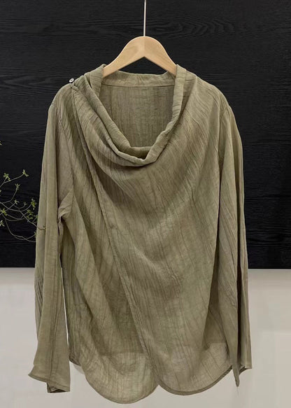 Chinese Style Light Khaki Patchwork Solid Top Spring