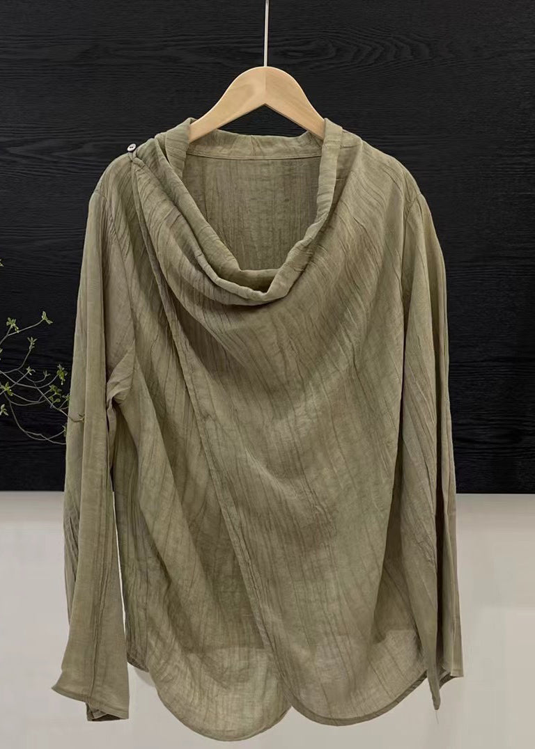 Chinese Style Light Khaki Patchwork Top Spring