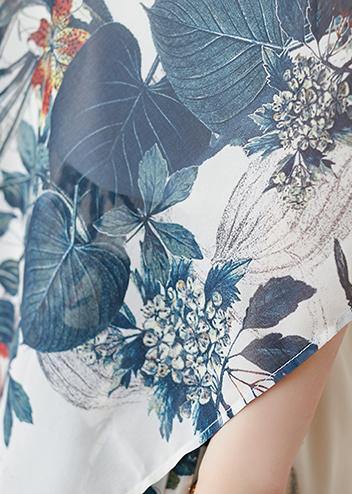 Chinese Style Nude Color Printing Retro Loose Large Size Chiffon Skirt Pants Wide Leg Pants Skirt + Shawl