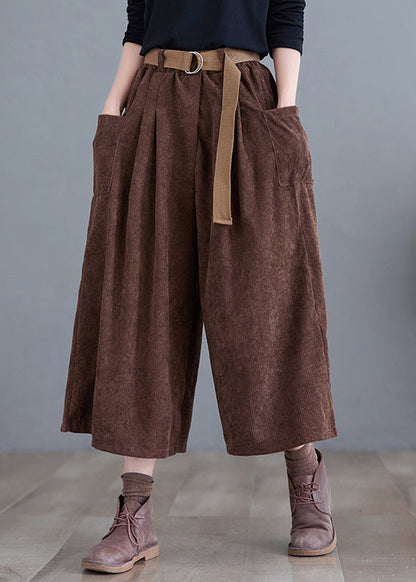 Chocolate Corduroy Wide Leg Pants Oversized Fall