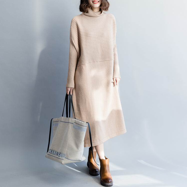 Christmas Sweater Dress Outfit High Neck Nude Diy Knit Dress