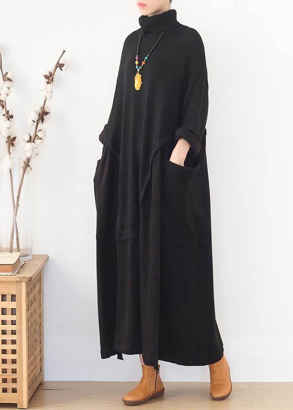 Christmas Black Sweater Dress Outfit Diy High Neck Largo Spring Knitwear