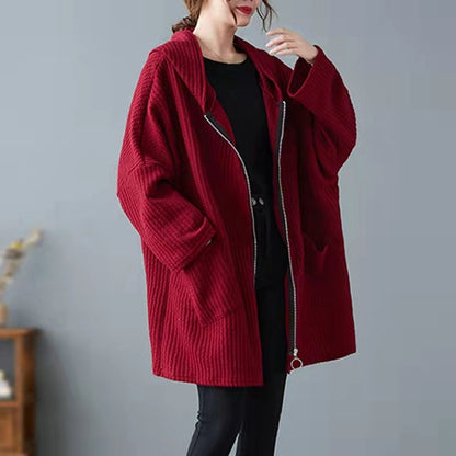 Chunky Red Jackets Plussize Hooded Thick