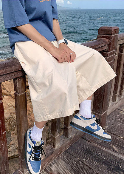Classy Apricot Pockets Patchwork Pants Summer