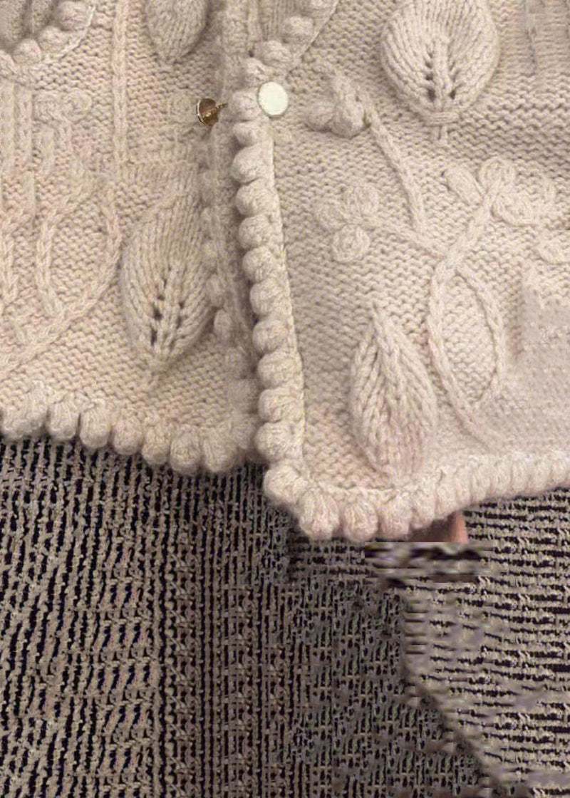 Classy Beige V Neck Button Cotton Knit Waistcoat Sleeveless