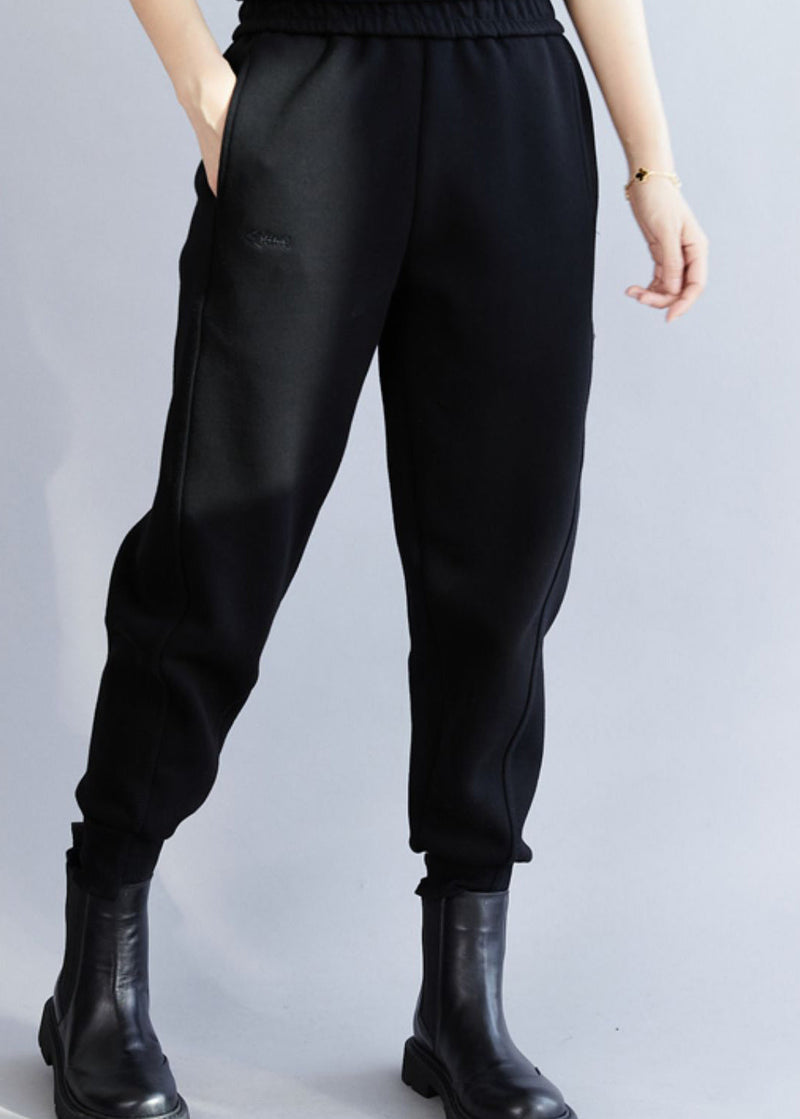 Classy Black Asymmetrical Pockets Beam Pants Spring
