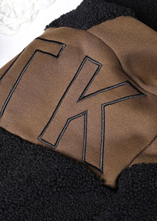 Classy Black Patchwork Faux Fur Pullover Street Wear Winter