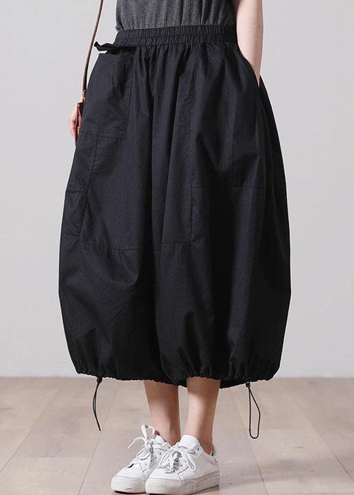 Classy Black Pockets Wide Leg Cotton Pants