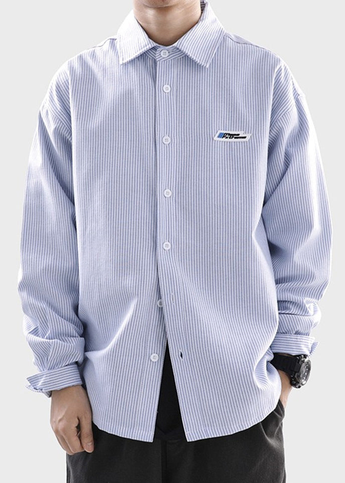 Classy Black Striped Button Cotton Men Shirts Spring