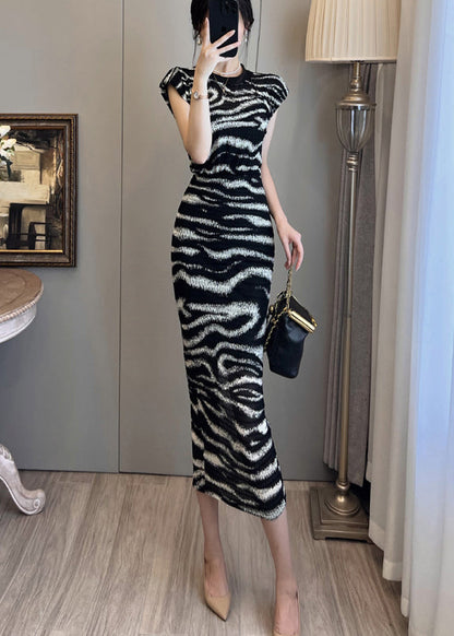 Classy Black Zebra Pattern Print Silm Fit Dress Summer