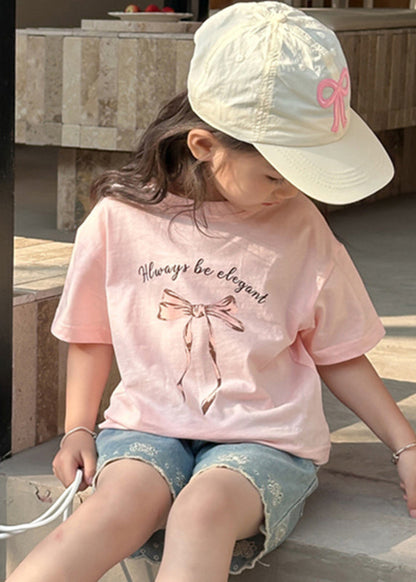 Classy Blue O-neck Patchwork Kids Top Summer