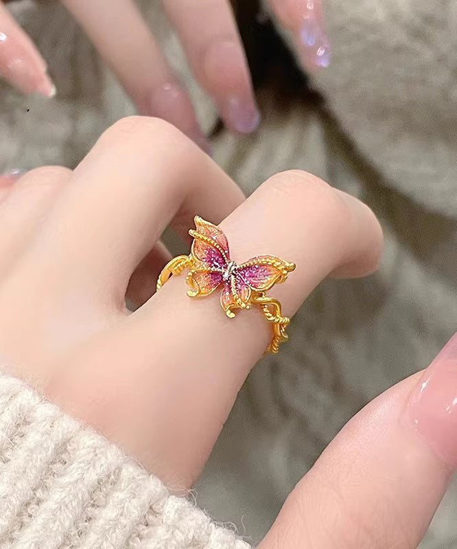 Classy Gold Ancient Gold Burnt Blue Butterfly Rings Gh1041