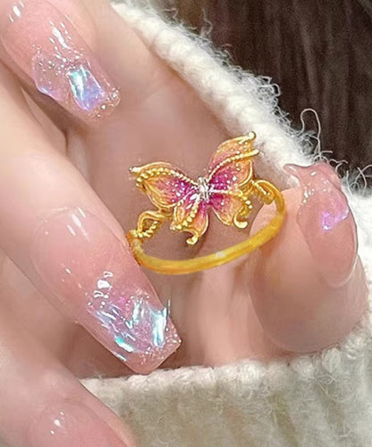 Classy Gold Ancient Gold Burnt Blue Butterfly Rings Gh1041
