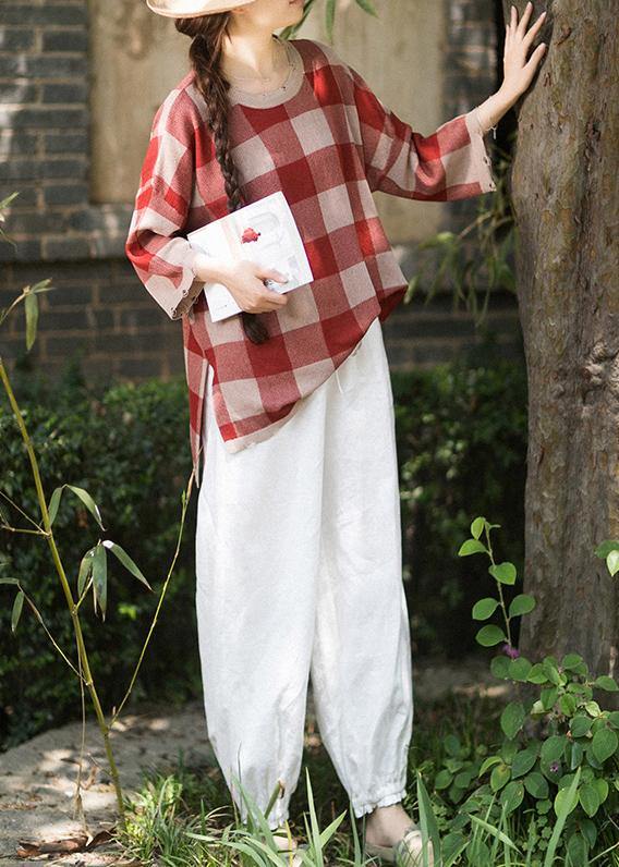 Classy Half Sleeve Spring Clothes Fashion Ideas Red Plaid Blouse