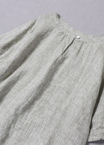Classy Light Green Button Linen Shirts Half Sleeve