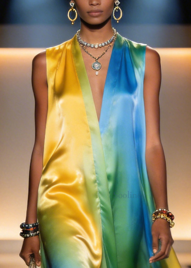 Classy Oversized Tie Dye Chiffon Dresses Sleeveless