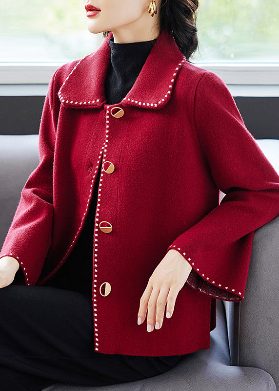 Classy Yellow Peter Pan Collar Pockets Woolen Coat Fall