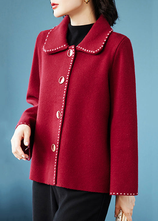 Classy Yellow Peter Pan Collar Pockets Woolen Coat Fall