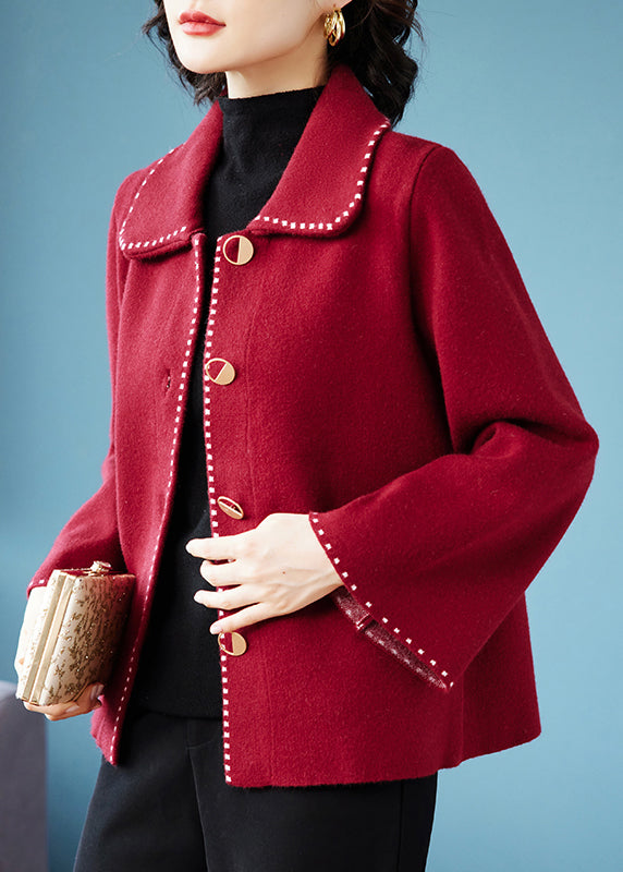 Classy Yellow Peter Pan Collar Pockets Woolen Coat Fall