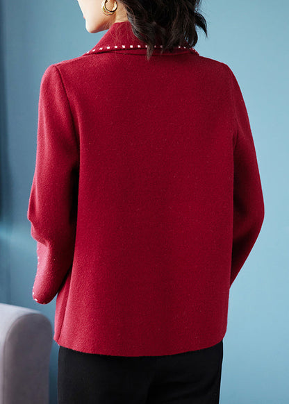 Classy Yellow Peter Pan Collar Pockets Woolen Coat Fall