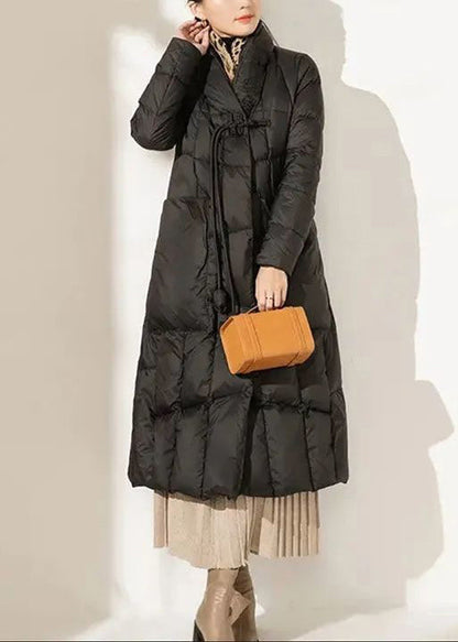 Classy Red Tasseled Pockets Duck Down Puffer Parkaer Winter