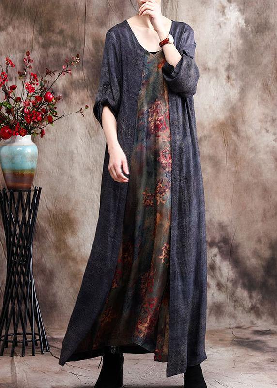 Classy Patchwork Print Maxi Dress Caftan Gown
